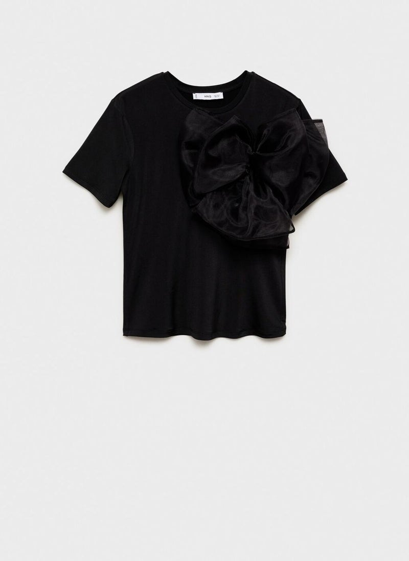 MANGO - Casual Maxi Bow Decoration Short Top - Image 1