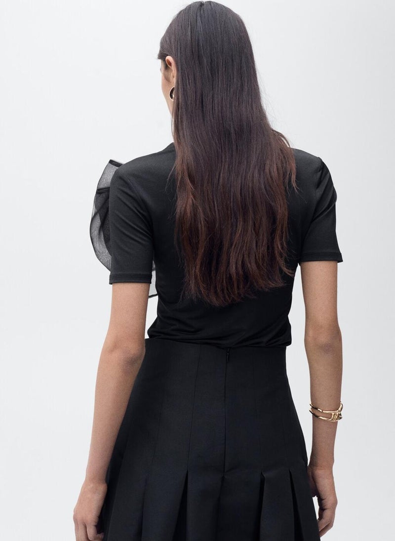 MANGO - Casual Maxi Bow Decoration Short Top - Image 1