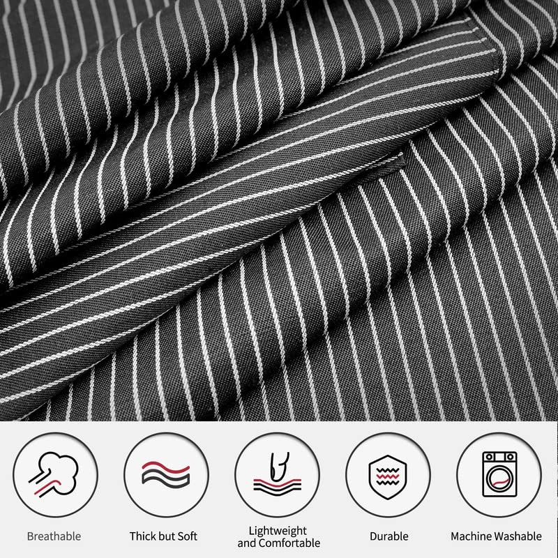 NLUS 2 Pack Kitchen Cooking Aprons, Adjustable Bib Soft Chef Apron with 2 Pockets for Men Women (Black Pinstripes/Pink Pinstripes) - Image 3