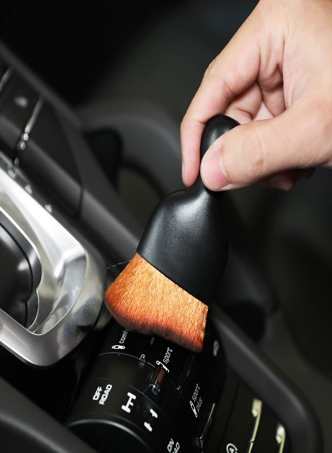 AOCISKA Car Interior Detailing Brush,Soft Bristle Cleaning Brush Car Detailing Brush Dusting Brush,Car Interior Cleaning Tool,Auto Detail Brush Car Dash Duster Brush (Black&Brown) - Image 2