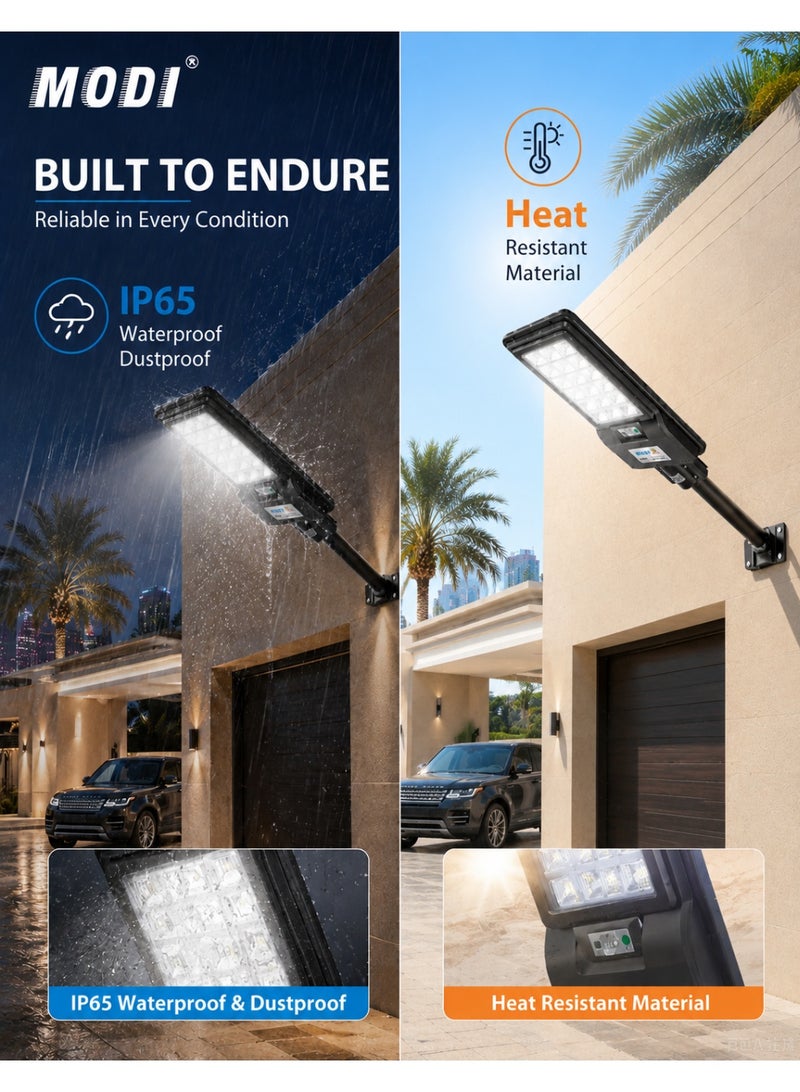 MODI 300W Solar Lights Outdoor, Solar LED Street Light, 6500K Bright White, IP65 Waterproof, Motion Sensor, Remote Control, Dusk to Dawn Security Light for Yard, Garden, Driveway & Parking Lot - Image 2