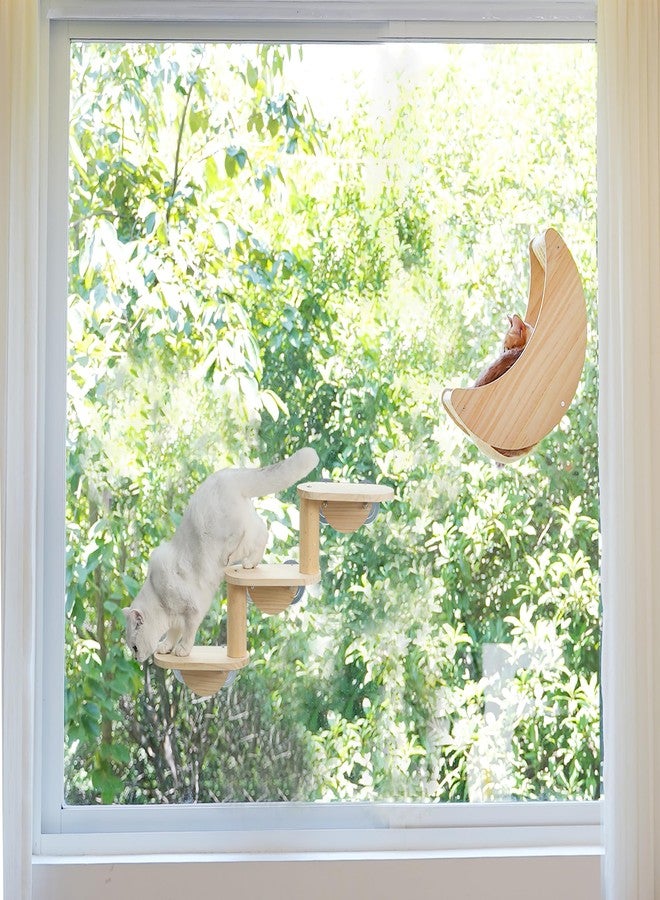 HAPYKITYS Window Cat Bed Moon Perches, Mounted with Strong Suction Cups Cat Window Seat for Sleep and Watch Birds - Image 3