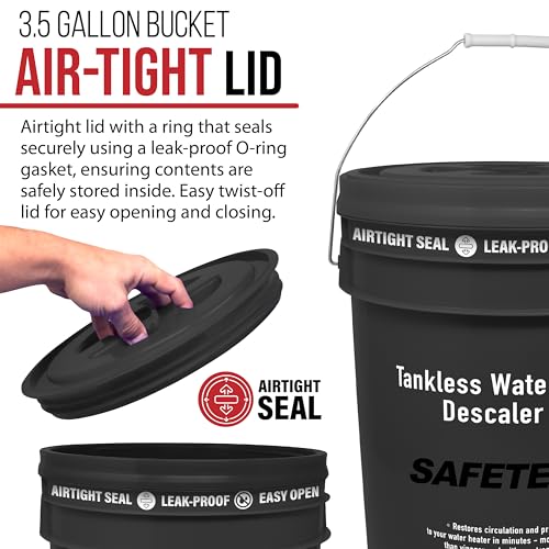 Safetech Tankless Water Heater Flushing Kit with 5-Gallon Screw-Top Lid, Premium Braided Hoses, 1/6 HP Pump, and Concentrated Vinegar - Image 3
