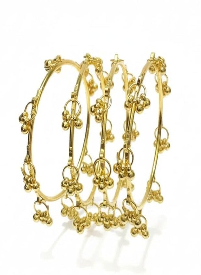 BanglesKart Ethnic Wear Bangles Gold-Tone Alloy with Musical Ghungroo Charms | Women Fashionable Jewelry | Designer Bracelet Bangles For Girls | Viral Kashmiri Chudiya for Weddings, Festivals & Parties (Golden, 2.10) - Image 2