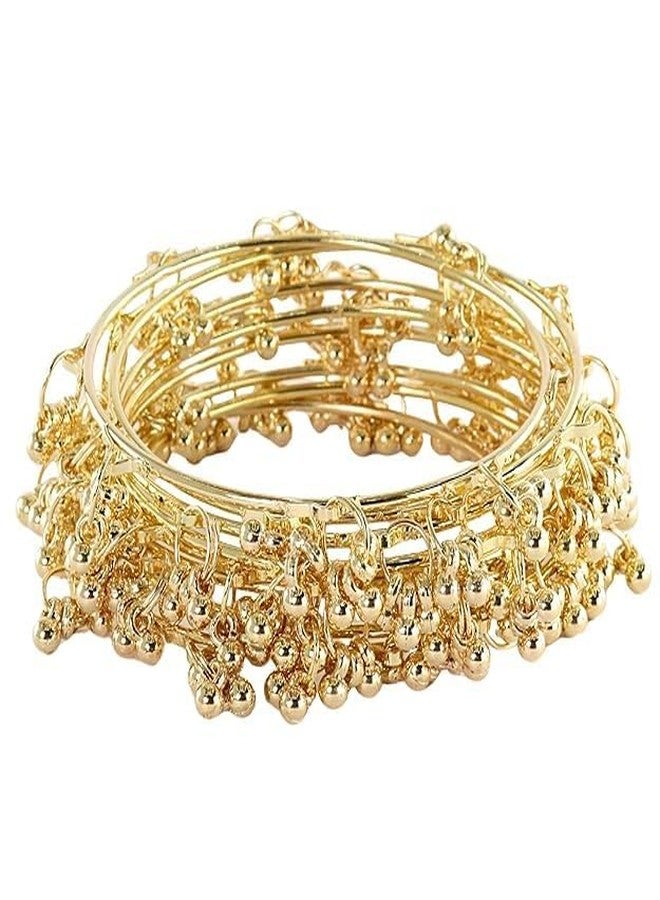 BanglesKart Ethnic Wear Bangles Gold-Tone Alloy with Musical Ghungroo Charms | Women Fashionable Jewelry | Designer Bracelet Bangles For Girls | Viral Kashmiri Chudiya for Weddings, Festivals & Parties (Golden, 2.10) - Image 3
