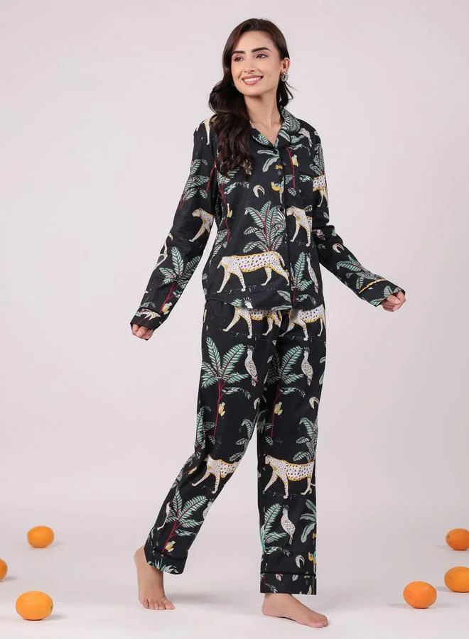 sanskrutihomes Sanskrutihomes Women All-Over Printed Cotton Shirt and Pyjama Set