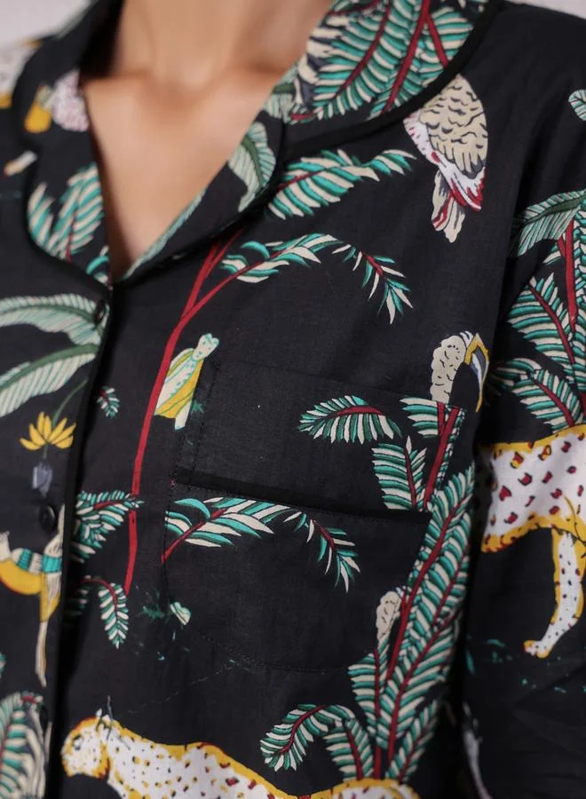 sanskrutihomes Sanskrutihomes Women All-Over Printed Cotton Shirt and Pyjama Set