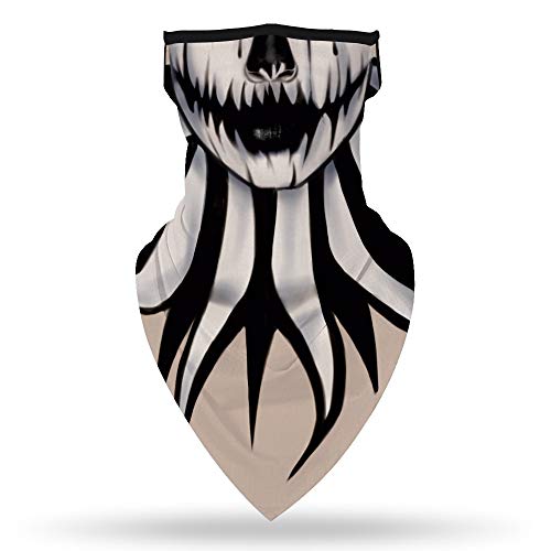 YAYOUREL Halloween Scary Skull Mask Halloween Masks for Adults Pumpkin Skeleton Bandana Neck Gaiter Face Mask Covering Ear Loop Bandanas for Men Women UV Face Scarf Mask Cover Fishing Black White - Image 3