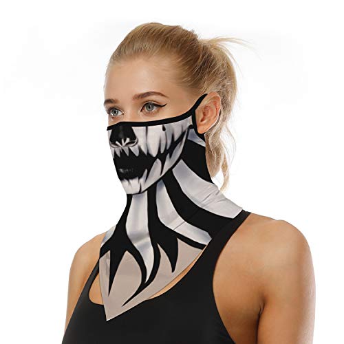 YAYOUREL Halloween Scary Skull Mask Halloween Masks for Adults Pumpkin Skeleton Bandana Neck Gaiter Face Mask Covering Ear Loop Bandanas for Men Women UV Face Scarf Mask Cover Fishing Black White - Image 2