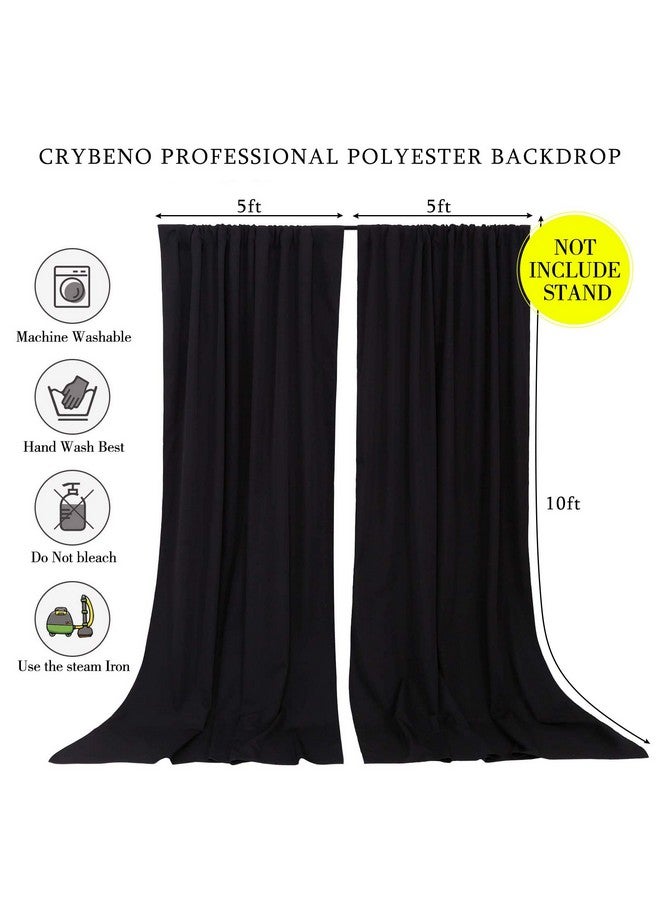 SoarDream Black Backdrop Curtains 2 Panels 5Ft X 10Ft Polyester Photo Backdrop Drapes For Wedding Party Stage Birthday Decorations - Image 3
