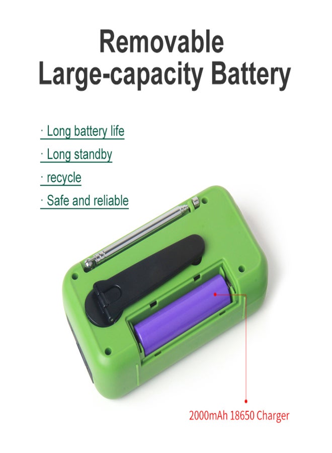 راديو طوارئ رقمي متعدد الوظائف يعمل باليد، راديو FM/AM، توقعات الطقس WB، مصباح يدوي، شاحن هاتف، كشاف LED، صفارة إنذار ووميض، دينامو، ساعة منبه، يعمل بالطاقة الشمسية، وقت إيقاف التشغيل. - Image 2