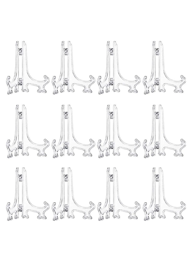 12 Pieces 7 Inches Plastic Easel Stands Plate Holders Picture Stand Clear for Display Frame Collectibles Desktop Party Home Decoration  - Image 1