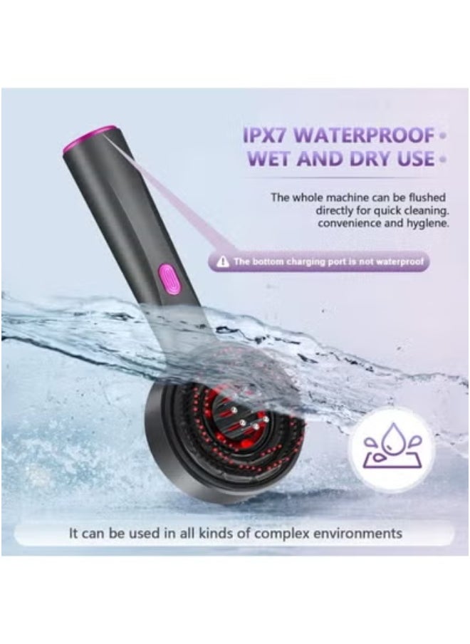 TIGER 2-in-1 Electric Hair Oil Applicator and Scalp Massager Brush – Waterproof Rechargeable Head Massager with Adjustable Speed – IPX7 Silicone Bristle Comb for Hair Growth, Stress Relief, and Deep Relaxation – Ideal for Men & Women – Home and Shower Use  - Image 3