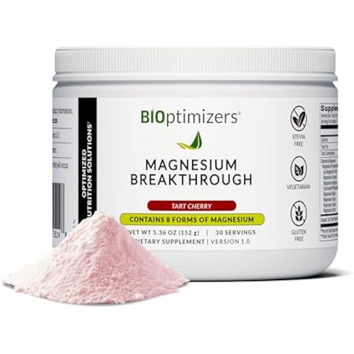 BIOptimizers Magnesium Breakthrough Drink - 8 Forms of Magnesium, Electrolytes, Sleep Health, Stress, Muscle Recovery, Heart Support | Glycinate, Citrate, Malate- Tart Cherry - Image 1