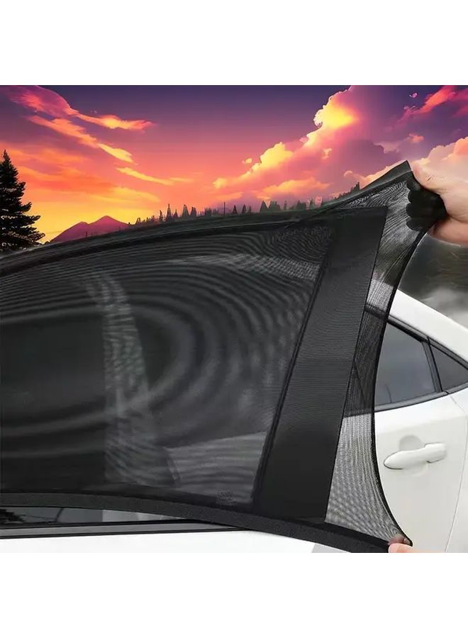 2 Pack Polyamide Car Rear Window Sunshades Universal Fit Mesh UV Protection - Image 1