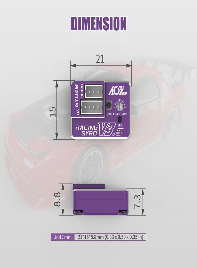 AGFRC Upgraded Mini Z RC Gyros - Mini Gyros for Drifting Mini-Z Car/Full Aluminum Precision RC Purple Gyro Set for Competition Grade RC Drifting (GY04M V3.5) - Image 4