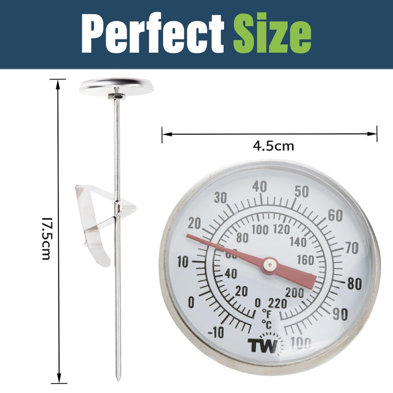Thermometer World Milk Thermometer for Steaming Milk - Pot Thermometer for Yogurt, Coffee and Cheese Making Supplies with Clip Espresso Machine Accessories Bar Coffee Thermometer for Frothing Milk 165mm Probe - Image 3
