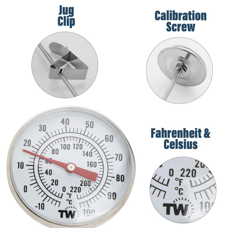 Thermometer World Milk Thermometer for Steaming Milk - Pot Thermometer for Yogurt, Coffee and Cheese Making Supplies with Clip Espresso Machine Accessories Bar Coffee Thermometer for Frothing Milk 165mm Probe - Image 4