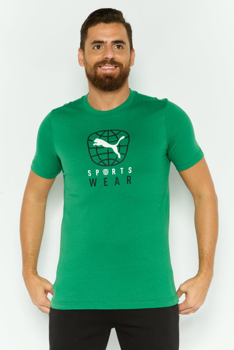 PUMA Men Sportswear Fit Short Sleeves Training T-Shirt, Green Combo - Image 1