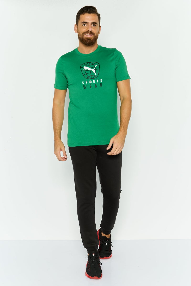 PUMA Men Sportswear Fit Short Sleeves Training T-Shirt, Green Combo - Image 4