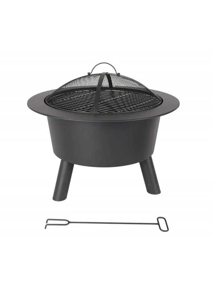 HOMEVEO Fire Pit Circular Heating And Grilling Pan With Legs Black 4