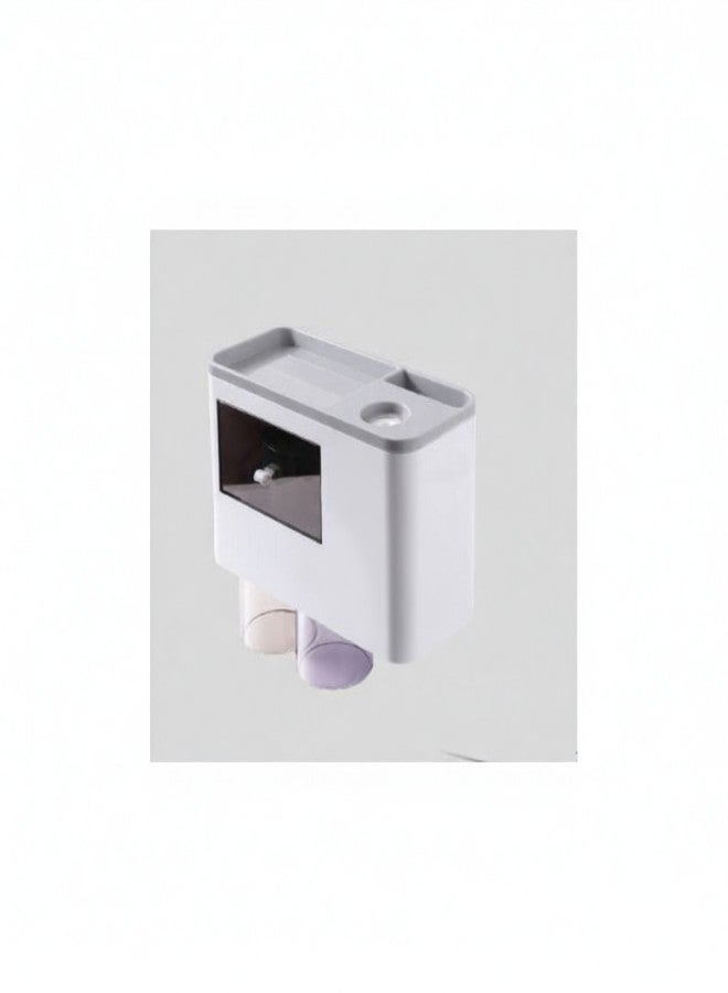 Gray Flush-free Braces 2 Cups Wall-mounted Toothbrush Holder - Image 3