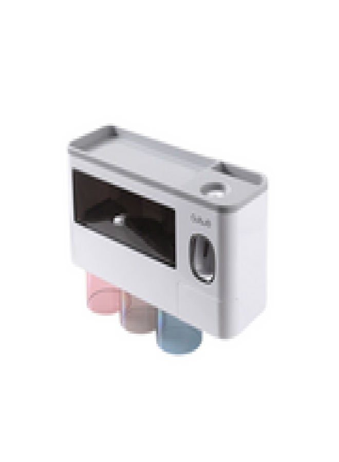 Gray Flush-free Braces 2 Cups Wall-mounted Toothbrush Holder - Image 1