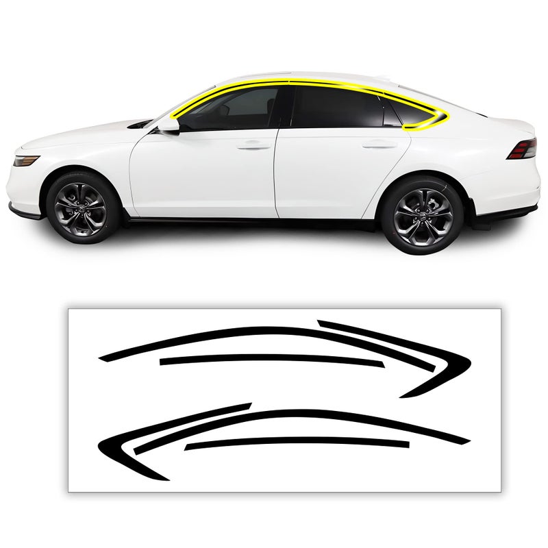 BOGAR TECH DESIGNS for Honda Accord 20232026 Side Window Chrome Delete Precut Vinyl Trim Overlay Gloss Black Blackout Appearance - Image 2