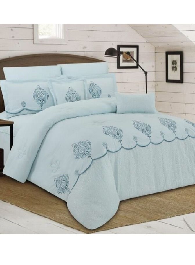 هورس مفرش صيفي من الماكروفيبر الفاخر مطرز مناسب لمقاس سرير مزدوج 200×200 سم من هورس مكون من 8قطع 350 غرزة - Image 1