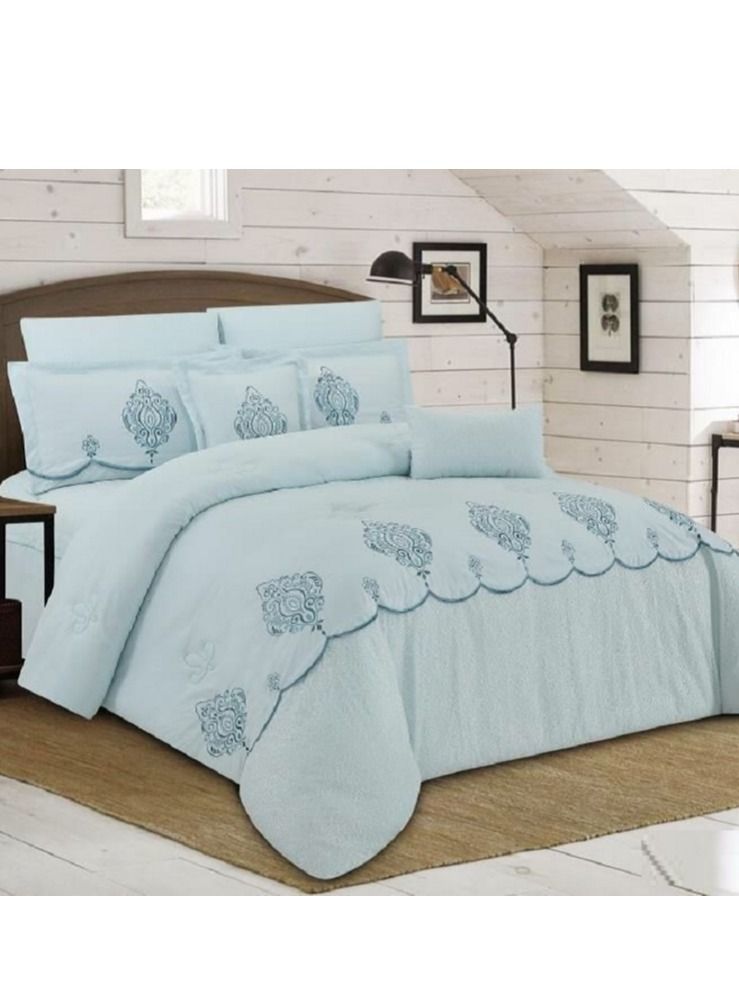 هورس مفرش صيفي من الماكروفيبر الفاخر مطرز مناسب لمقاس سرير مزدوج 200×200 سم من هورس مكون من 8قطع 350 غرزة - Image 2