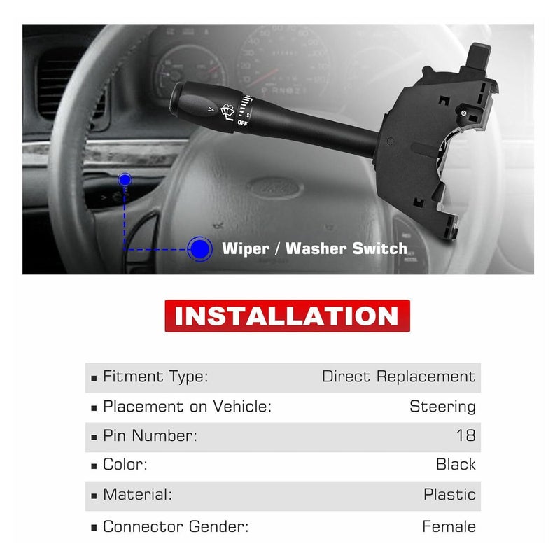 فورد كراون فيكتوريا توروس لينكولن تاون كار ماسحة الزجاج منظف إشارة الانعطاف مفتاح 901 65187 - Image 3