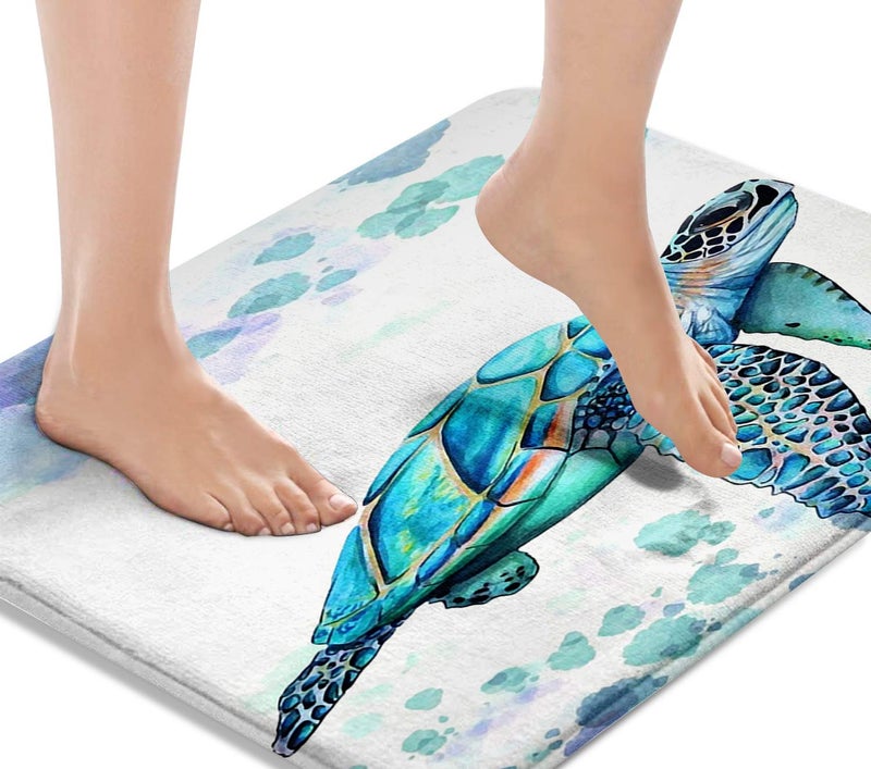 Britimes Britimes Bath Mat for Bathroom sea Turtle Washable Cover Floor Rug Carpets Floor Mat Bathroom Decorations 18x30 Inches for Kitchen Bedroom Indoor 