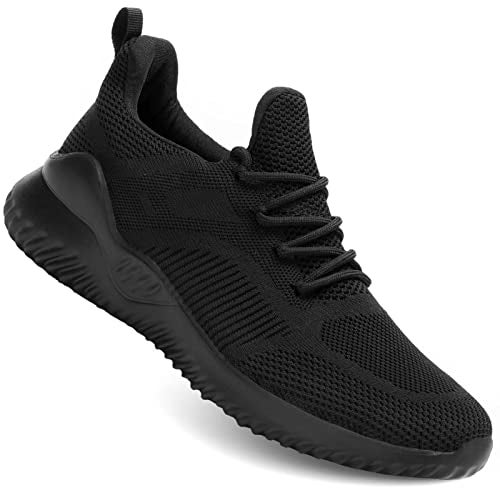 Kapsen Men's Non Slip Running Shoes Ultra Light Breathable Casual Walking Shoes Fashion Sneakers Mesh Workout Sports Shoes Full Black - Image 1