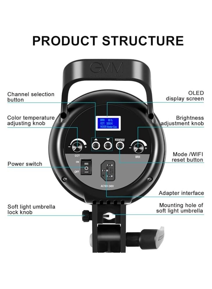 GVM G100W 100W High Power LED Light – Bi-Color & RGB Studio Video Light, Dimmable, 3200K–5600K for Photography & Filmmaking - Image 5