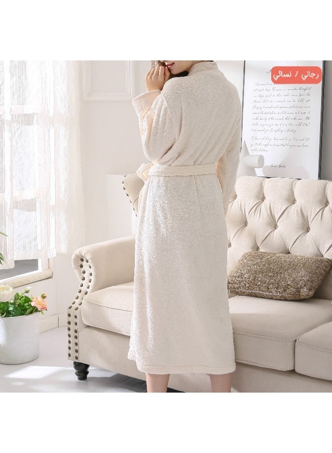 ريفي روب حمّام أبيض كريمي مقاس XL للجنسين – روب ناعم وفخم مع حزام وجيوب للرجال والنساء - Image 5