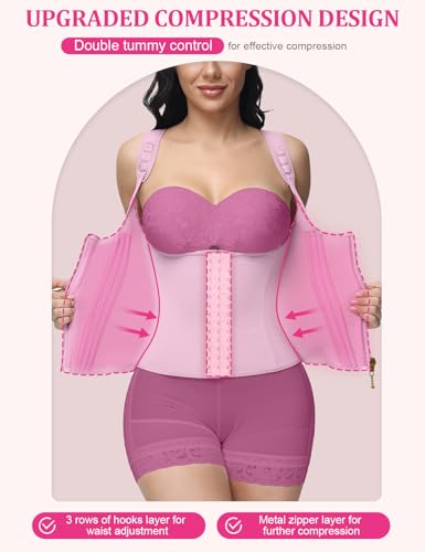 SHAPSHE Waist Trainer for Women Tummy Control Sports Girdle Workout Body Shaper with Adjustable Shoulder Strap Pink XXL - Image 3