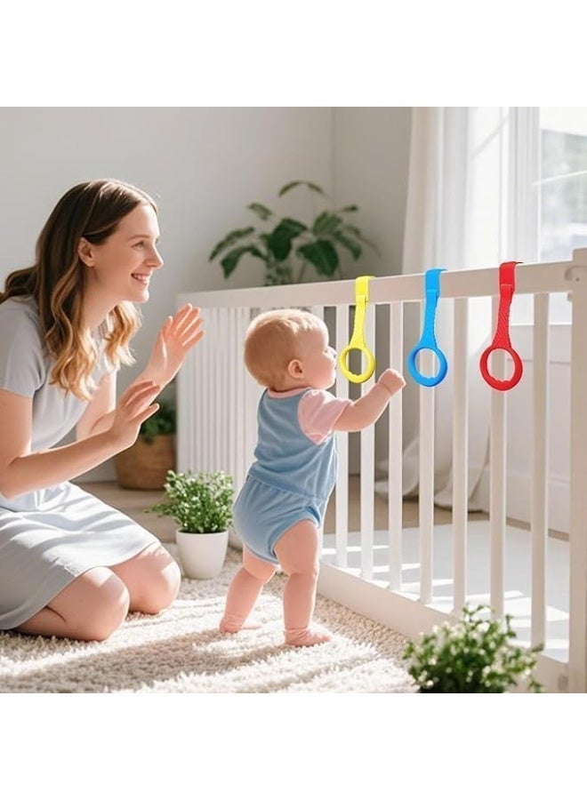HZYH 5 PCS Baby Playpen Pull Up Rings, Soft Bending Plastic Handles for Infants Toddlers, Ergonomic Design to Assist Standing and Walking, 5 Bright Colors, Fits Most Playpens, Easy to Install - Image 3