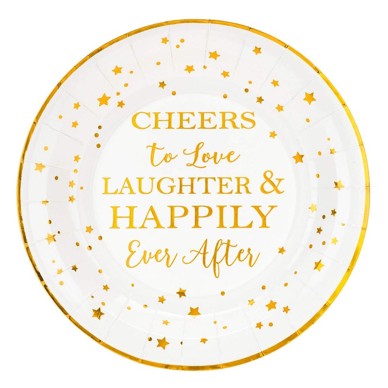 Crisky 50 Counts Cheers to Love Gold Plates for Bridal Shower Wedding Engagement Bachelorett Party Decorations Dessert Buffet Cake Disposable Plates Party Supples 9 Plate