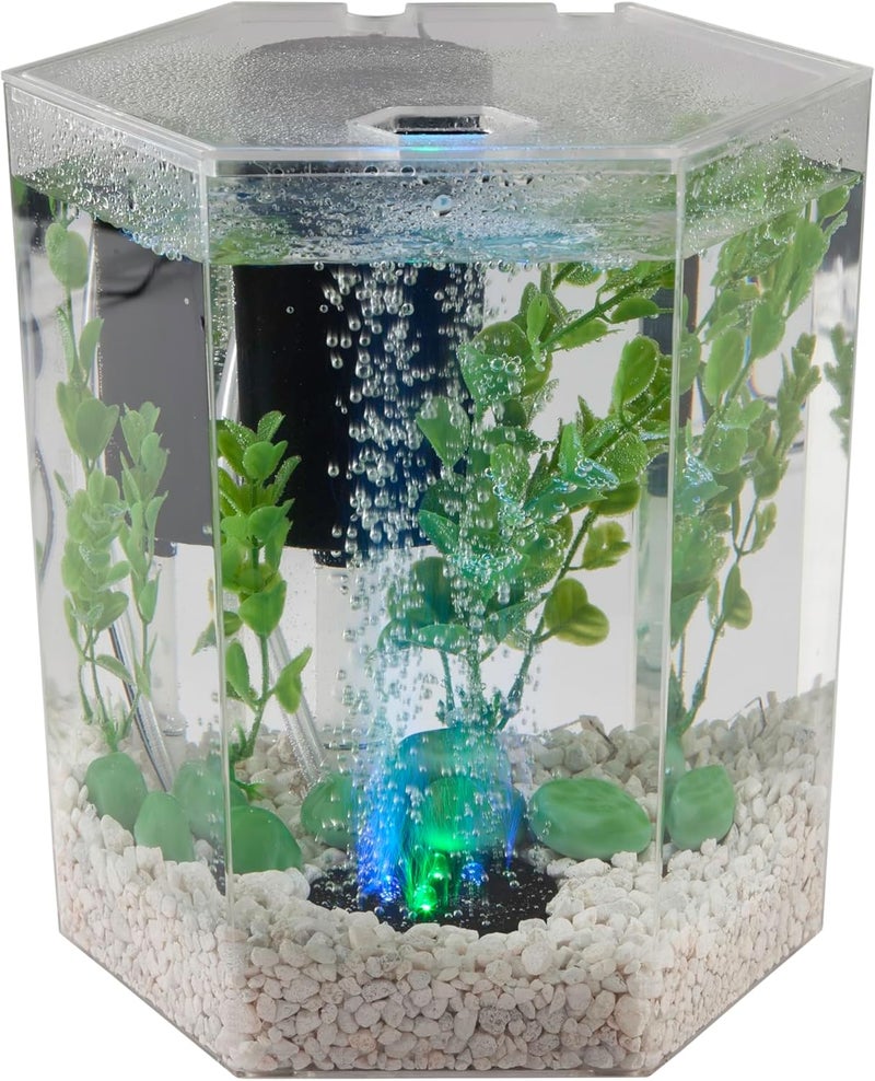 Tetra Bubbling LED Aquarium Kit - 1 Gallon Hexagon with Color-Changing Light Disc - Image 4