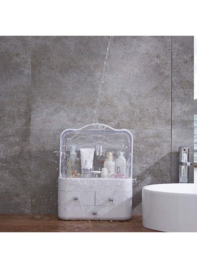 Relavel LARGE MAKEUP ORGANIZER, COSMETIC AND JEWELRY STORAGE WITH DUSTPROOF LID, DISPLAY BOXES WITH DRAWERS FOR VANITY, BATHROOM COUNTER OR DRESSER, MAKE OF ABS, WHITE - Image 3