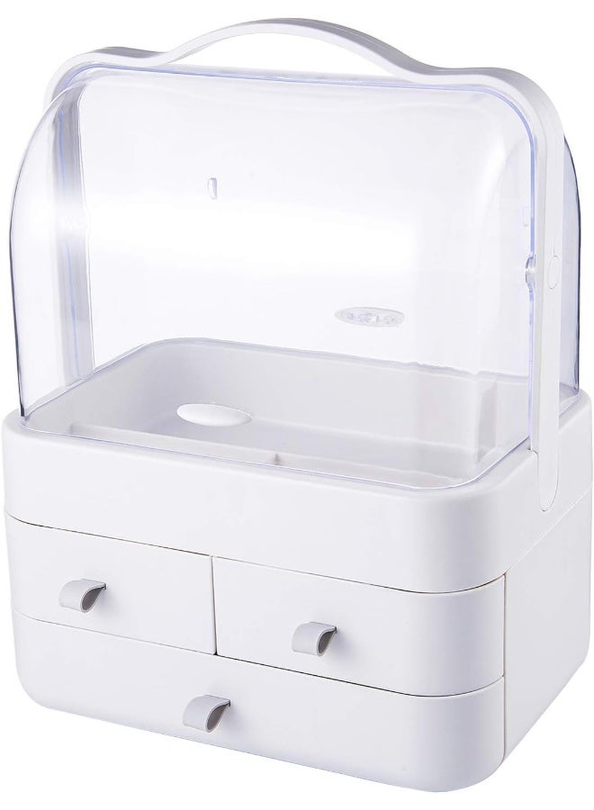 Relavel LARGE MAKEUP ORGANIZER, COSMETIC AND JEWELRY STORAGE WITH DUSTPROOF LID, DISPLAY BOXES WITH DRAWERS FOR VANITY, BATHROOM COUNTER OR DRESSER, MAKE OF ABS, WHITE - Image 2