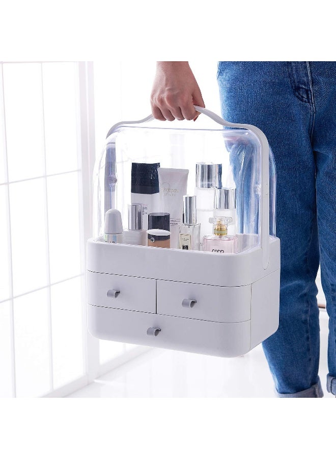 Relavel LARGE MAKEUP ORGANIZER, COSMETIC AND JEWELRY STORAGE WITH DUSTPROOF LID, DISPLAY BOXES WITH DRAWERS FOR VANITY, BATHROOM COUNTER OR DRESSER, MAKE OF ABS, WHITE - Image 4