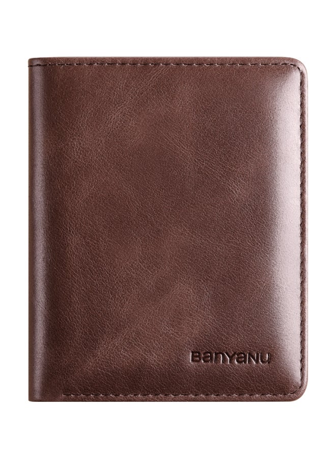 بانيانو محفظة رجالية من الجلد الأصلي عمودية رفيعة للغاية من جلد البقر من الطبقة الأولى بتصميم بسيط وقصير باللون البني (جلد البقر من الطبقة الأولى الرجعية) - Image 2