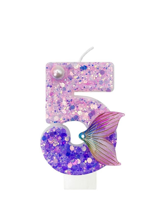 Number Birthday Candles - Mermaid Tail Birthday Cake Candles, suitable for birthday parties, weddings, anniversaries, and also suitable for children and adults (number5). - Image 1