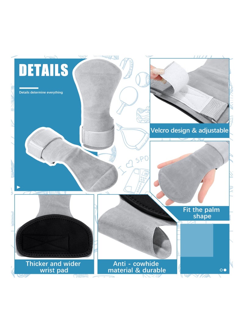 SYOSI 2 Pcs Hand Grips Fingerless Grips for Cross Training SYOSI No Holes Gymnastics Grips with Wrist Straps for Pull up Workout Weightlifting, Hand Protection from Blisters for Men Women(Black & Grey) - Image 3