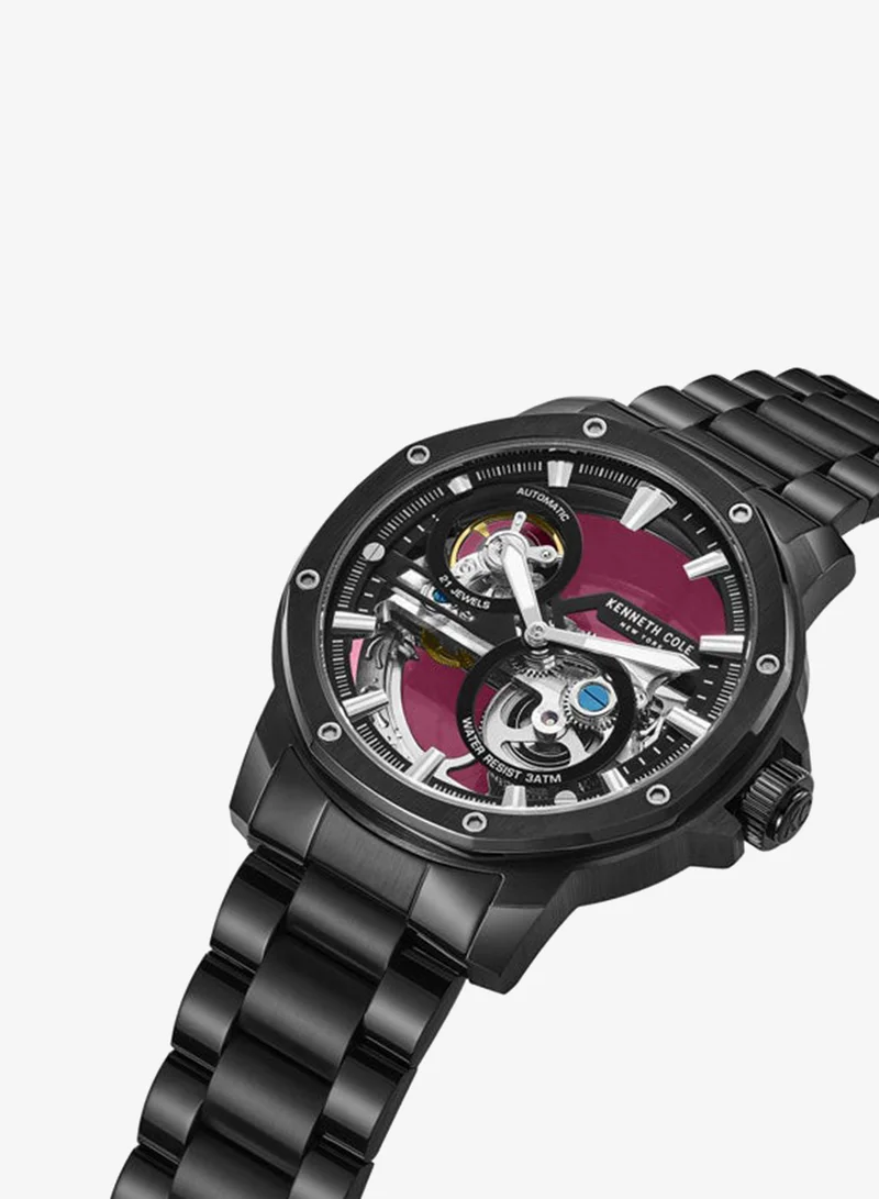 Kenneth Cole New York Kenneth Cole New York 44mm Automatic Men's Watch with Black Dial & Black Stainless Steel Bracelet