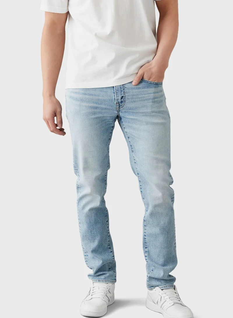 American Eagle Airflex+ Light Wash Straight Jeans