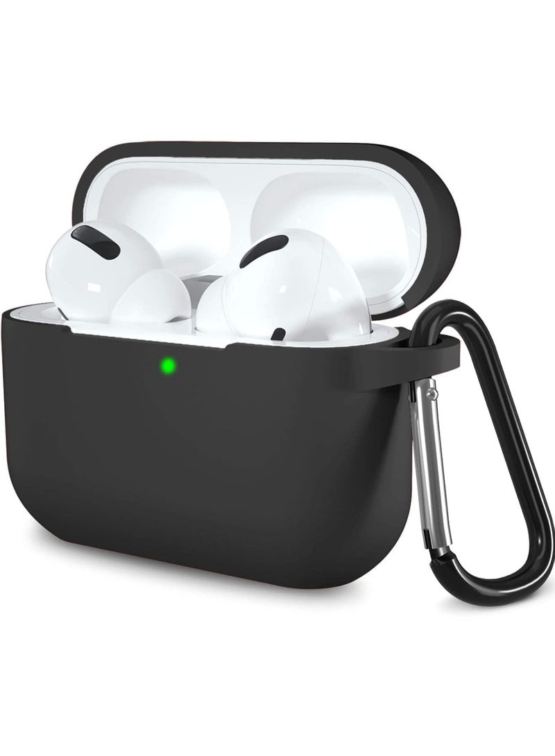 Silicone Case for AirPods Pro 3 (2025) with Keychain Neck – Shockproof Protective Silicone Skin, Supports Wireless Charging, Slim Fit (Black) - Image 1