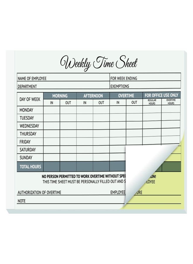 suituts 6 Pack Employee Weekly Time Sheets, 5.5 x 8.5 Inch - Image 1