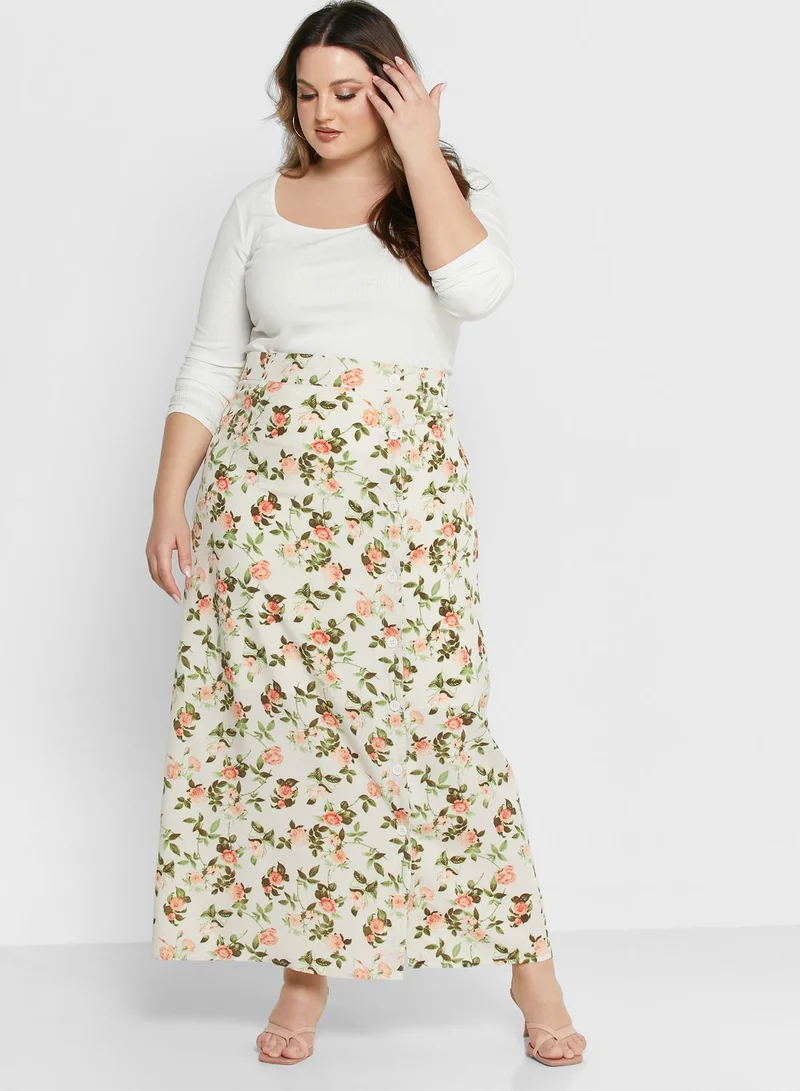 Ella Plus Floral Print Skirt
